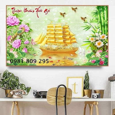 Gạch tranh cao cấp 3d thuyền buồm