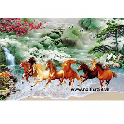 Tranh gạch men họa tiết 8 chú ngựa