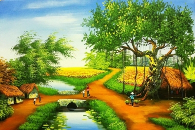 Tranh gạch men phong cảnh quê hương
