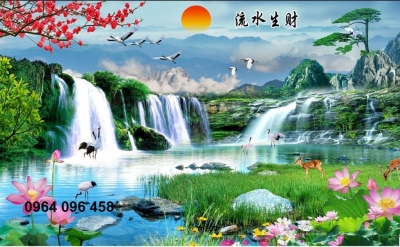 Tranh sơn thủy hữu tình - tranh gạch 3d ốp tường - NGDX44