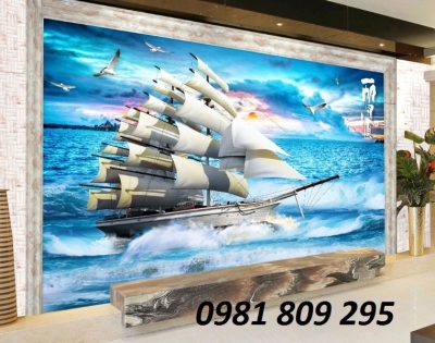 Thuyền buồm, tranh gạch 3d thuyền buồm