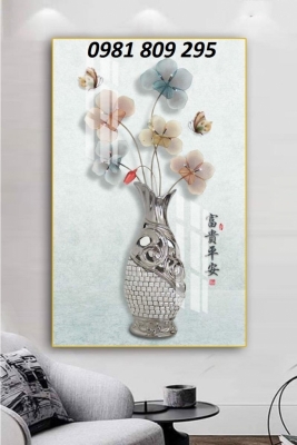 Gạch 3d ốp tường bình hoa