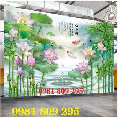 Gạch tranh 3d ốp tường hoa sen