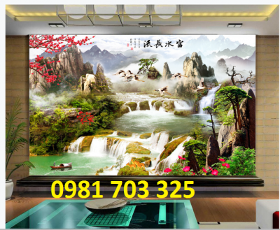 tranh 3D phong cảnh trang trí phòng khách