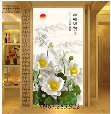 Gạch tranh- Tranh hoa 3D khổ dọc