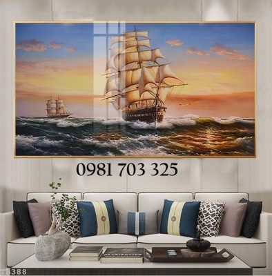 Tranh gạch phong thủy thuận buồm xuôi gió 3D