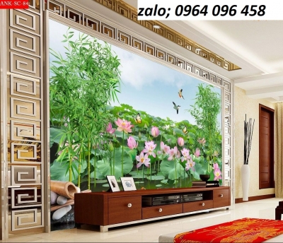 Gạch tranh 3d trang trí phòng thờ hoa sen - CKMB44