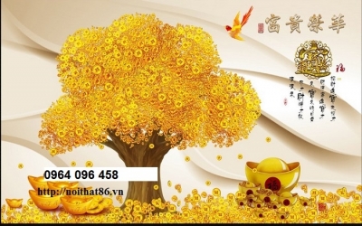 Tranh gạch 3d cây kim tiền - SLDX4
