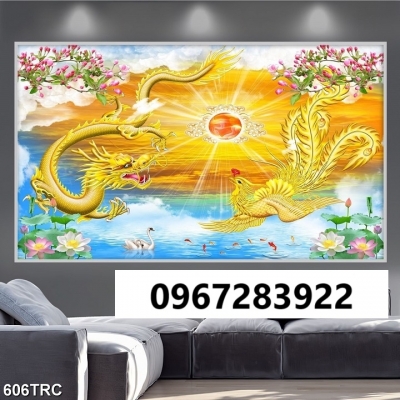 Tranh gạch rồng phượng sang trọng 3d