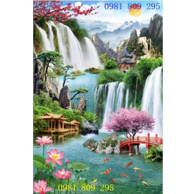 Tranh gạch thác nước 3d , gạch