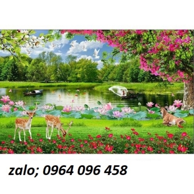 Gạch tranh 3d phong cảnh phòng khách - VVV43