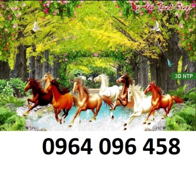 Tranh gạch 3d phong thủy 8 con ngựa - TKMN8