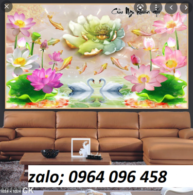 Tranh 3d cá chép hoa sen - gạch tranh 3d ốp tường - 777XP
