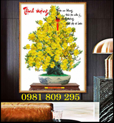 Gạch tranh hoa mai vàng 3d