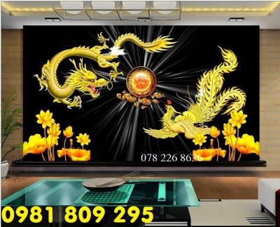 Tranh gạch 3d rồng ốp phòng thờ