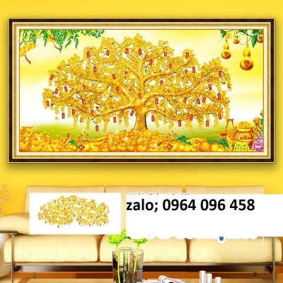 Tranh gạch 3d cây tiền vàng - K096