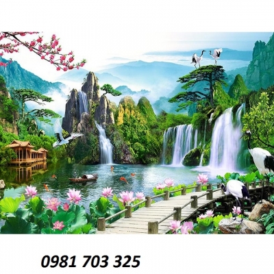 Gạch tranh sơn thủy hữu tình