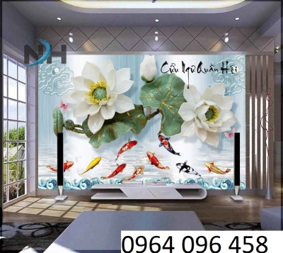 gạch tranh ốp tường 3d hoa sen