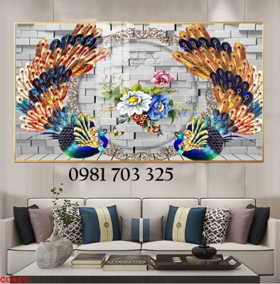 Tranh gạch 3D phong thủy chim công