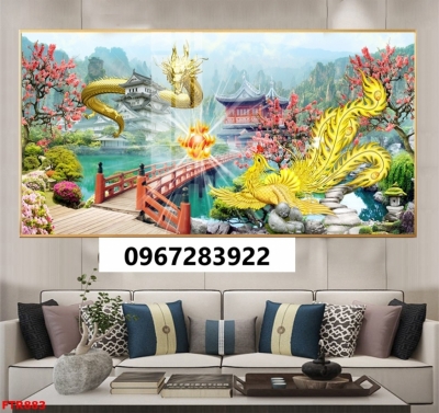 Tranh gạch đẹp rồng phượng cao cấp