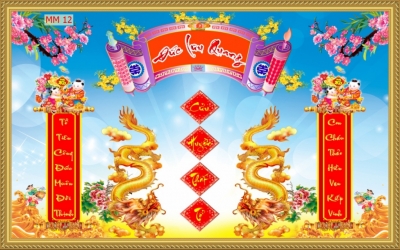 Phòng thờ gia tiên - tranh gạch men