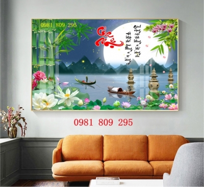 Tranh hoa sen , gạch tranh 3d trang trí nổi bật