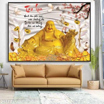 Gạch tranh Phật Giáo- Tranh Phật Di Lặc kim tiền