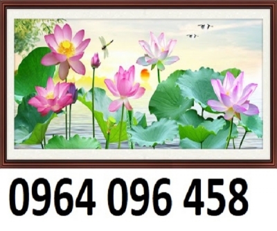 Tranh hoa sen 3d - tranh gạch 3d hoa sen - 83DP