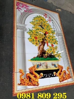 Gạch tranh - cây mai vàng 3d