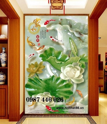 Gạch tranh hoa sen 3d ốp tường HP9282