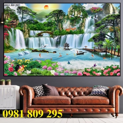 Tranh gạch 3d thiên nhiên thác nước HP847
