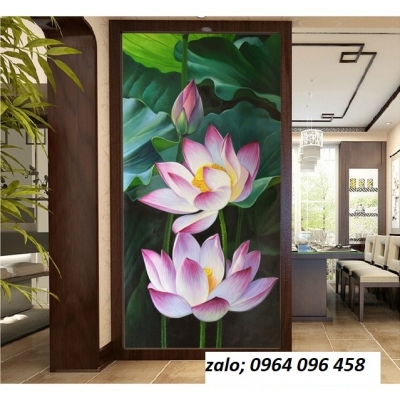 Tranh gạch ốp tường mẫu hoa sen - 655SK