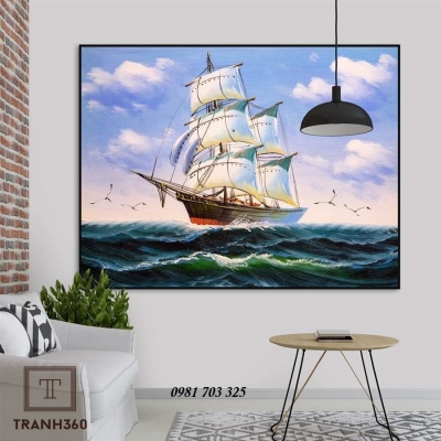 Tranh gạch men 3D thuận buồm xuôi gió