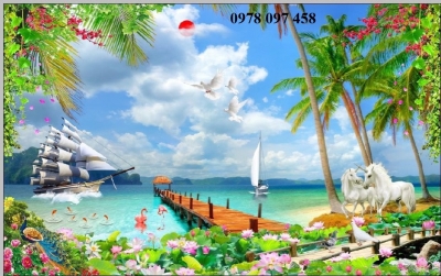 Tranh phong cảnh - gạch tranh 3D