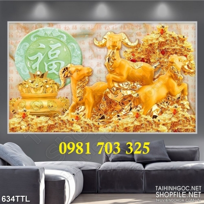 Tranh gạch kim tiền 3D