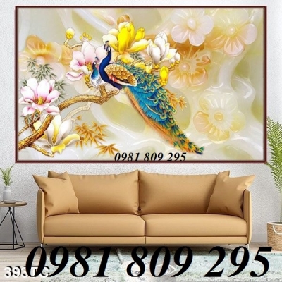 Gạch tranh con công trang trí JP8547