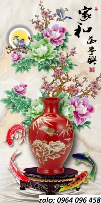 Tranh bình hoa 3d - tranh gạch 3d bình hoa - CXZ2