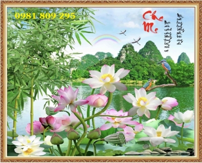 Mẫu tranh gạch hoa sen cao cấp JP65