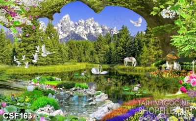 Tranh gạch 3d phong cảnh đồng quê - HGF53