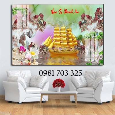 Tranh gạch 3D thuyền buồm phong thủy