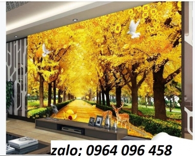 Tranh cây lá vàng - tranh gạch 3d cây lá vàng - VMNN95