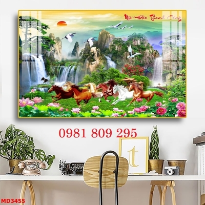Tranh gạch men mã đáo , tranh ngựa 3d ốp tường