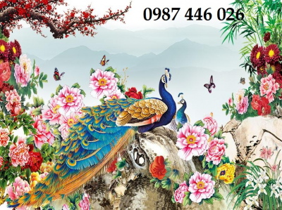 Tranh gạch men chim công HP0813