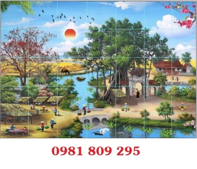 Tranh 3d , gạch tranh làng quê ốp tường trang trí