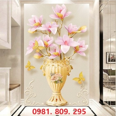 Mẫu tranh bình hoa , gạch 3d trang trí HN999