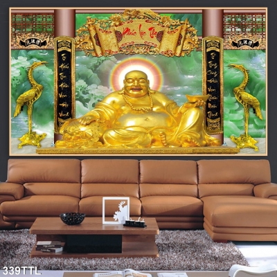 Gạch ốp tường 3d phong thuỷ Phật Di Lặc