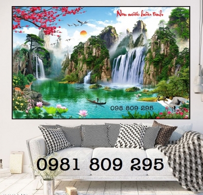 Gạch ốp tường 3d phong cảnh , tranh gạch men