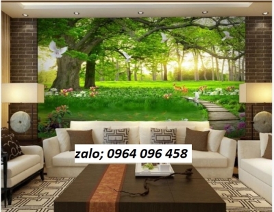 Tranh gạch ốp tường phong cảnh rừng cây 3d - CXV44