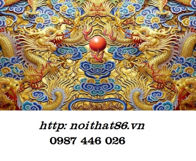 Tranh gạch men rồng vàng HP624
