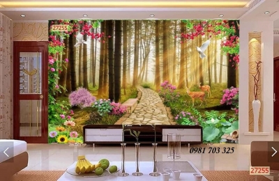 Tranh gạch 3D ốp  tường trang trí phòng khách
